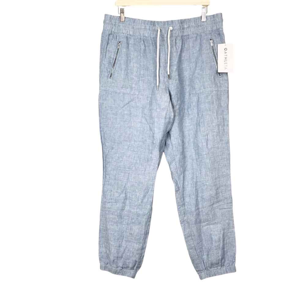 Athleta Cabo Linen Jogger Pants In Chambray Size 16